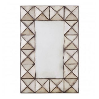 An Image of Raze Rectangular Pyramid Wall Mirror In Antique Silver Frame