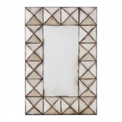 8d34c16e7d8134d719dd442ba38df098fd58f8ce62b5ca1a6b2471c39e761e16.jpg An Image of Raze Rectangular Pyramid Wall Mirror In Antique Silver Frame