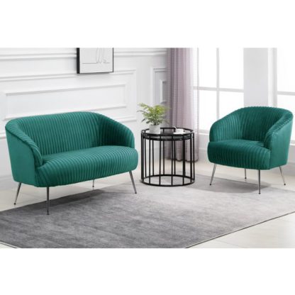 8d372d1b2d71ef1f80c15a6d61e2f6d8bbc55643c24e3833c294e19679a824b2.jpg An Image of Layla Fabric Upholstered Armchair And 2 Seater Sofa In Green