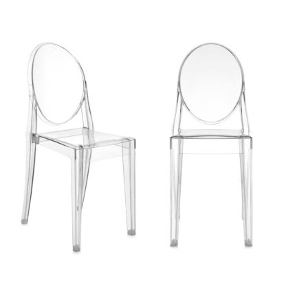 An Image of Pair of Kartell Victoria Ghost Dining Chairs, Black