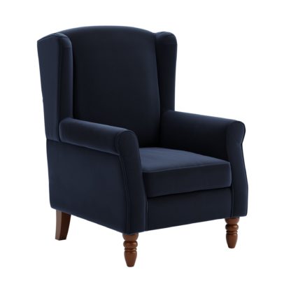 8e9afe5c7fbcd823e12b3f3f48996bf3b163cfd7ea430c6c89f928131657e29f.jpg An Image of Oswald Wingback Armchair Velvet Luxe Navy