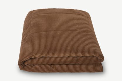 An Image of Selky Corduroy Bedspread, 125 x 225cm, Dark Tan