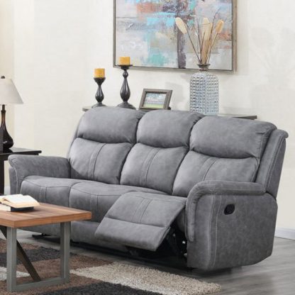 9054923459ee19041454d15ea9ba42bb00cbba9b9e59466b0e831b60209e7810.jpg An Image of Portland Fabric 3 Seater Recliner Sofa In Silver Grey