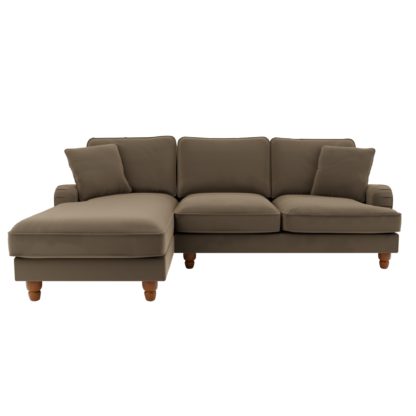 90c1563d62b1c64115268fec1138901728c3669efeb2273669c178e45f08867d.jpg An Image of Beatrice Velvet Left Hand Corner Sofa Green