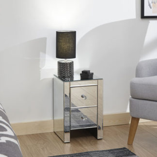 An Image of Melbourne Wooden Mirrored Bedside Cabinet In Clear