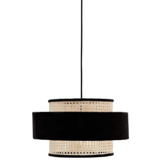 An Image of Woven and Velvet Pendant, Natural and Black