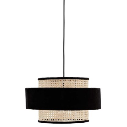 An Image of Woven and Velvet Pendant, Natural and Black
