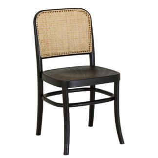 An Image of Iben Dining Chair, Black Beech with Rattan