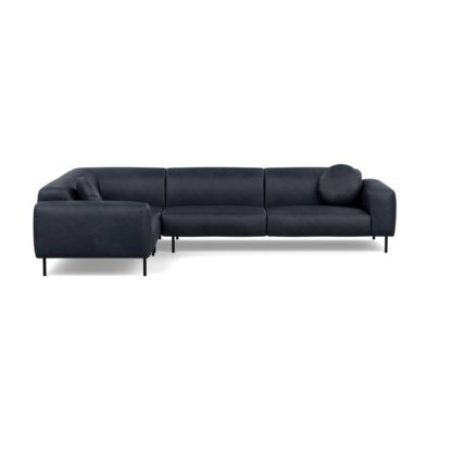 An Image of Heal's Luna Medium Left Hand Facing Corner Sofa Luxury Leather Anthracite