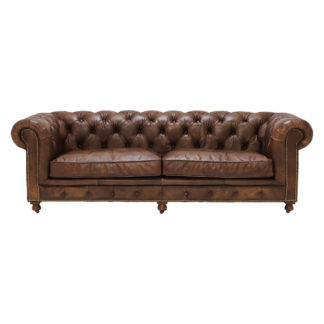 An Image of Asquith Leather 3 Seater Chesterfield Sofa