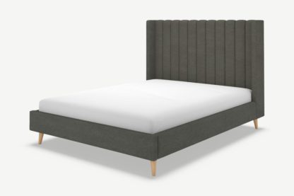 An Image of Cory Super King Size Bed, Granite Grey Boucle with Oak Legs