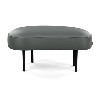 An Image of Heal's Isola Small Ottoman Daino leather Elephant Grey Black Feet