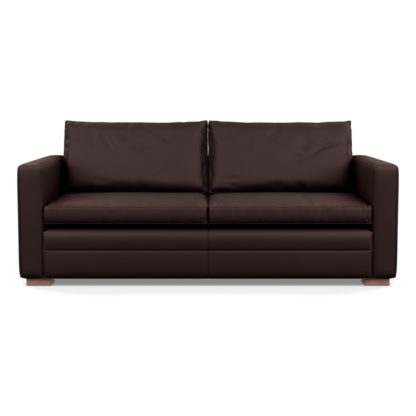 An Image of Heal's Palermo 3 Seater Sofa Leather Stonewash Navy Blue 279 Black Feet