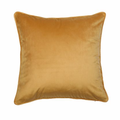 An Image of Large Plain Velvet Cushion - Ochre