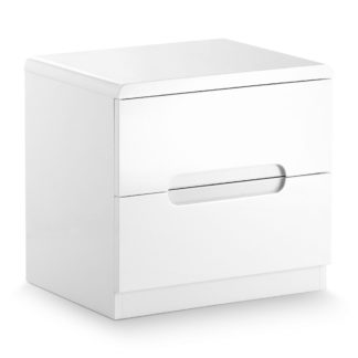 An Image of Manhattan White 2 Drawer Bedside Table White