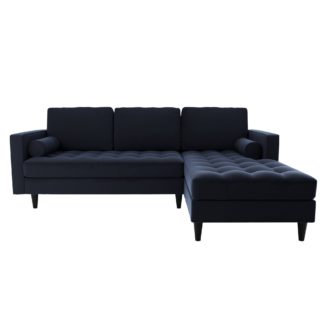 An Image of Zoe Velvet Right Hand Corner Sofa Luxe Navy