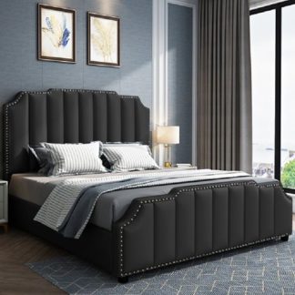 An Image of Abilene Plush Velvet Single Bed In Black