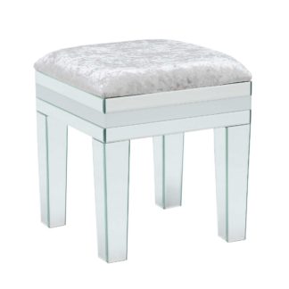 An Image of Krystal Dressing Table Stool, White Glass and Mirror