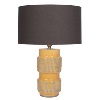 An Image of Textured Stoneware Table Lamp, Mustard