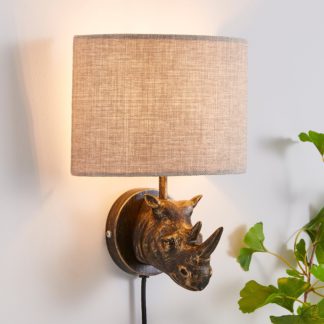 An Image of Rob The Rhino Easy Fit Plug In Wall Light Bronze