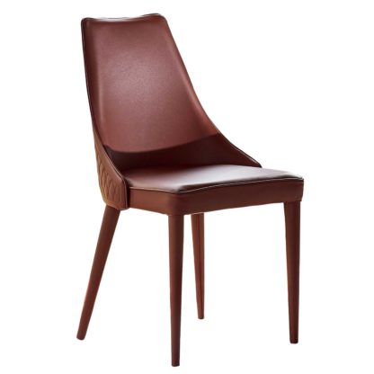 An Image of Bontempi Clara Leather Dining Chair, Premium Nappa Burnt Clay