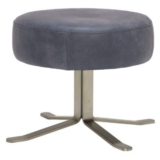 An Image of Fama Lenny Leather Swivel Footstool