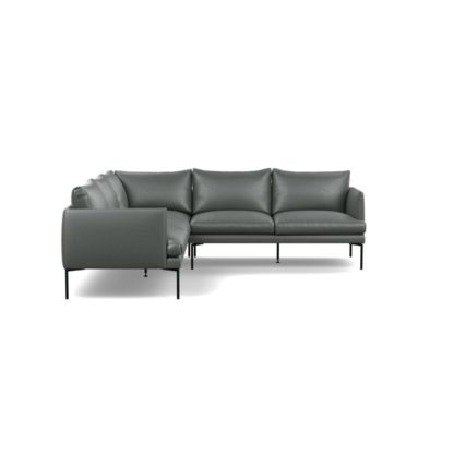 An Image of Heal's Matera Large Corner Sofa Daino leather Elephant Grey