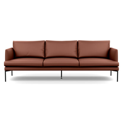 An Image of Heal's Matera 4 Seater Sofa Leather Grain Chocolate 066 Black Feet