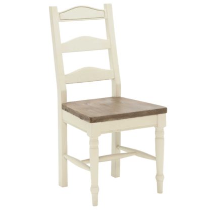 An Image of Carisbrooke Dining Chair with Turned Legs and Wooden Seat, Stucco White