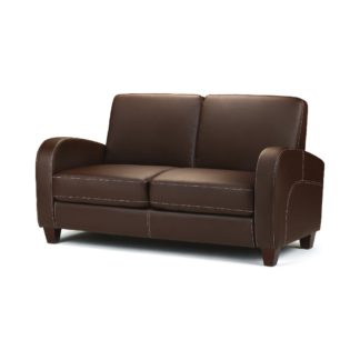 An Image of Vivo Brown Faux Leather 2 Seater Sofa