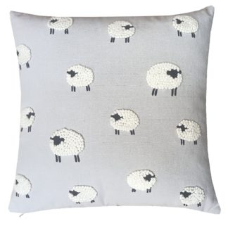 An Image of French Knot Sheep Cushion - 43x43cm