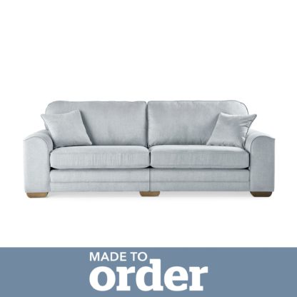 An Image of Morello 4 Seater Sofa Brushed Plain Fabric Blue