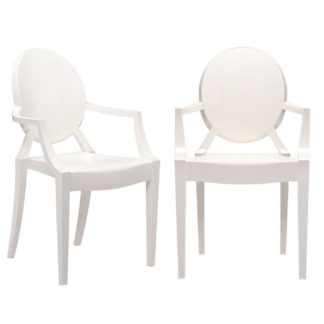 An Image of Pair of Kartell Louis Ghost Stackable Armchair, White