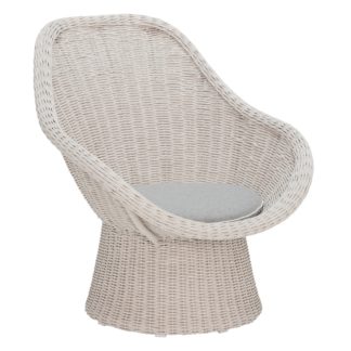 An Image of Santorini Garden Lounge Chair, Chalk and Grey Linen
