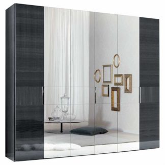 An Image of Borgia 6 Door Wardrobe, Grey High Gloss