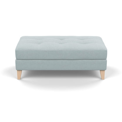 An Image of Heal's Mistral Footstool Brushed Cotton Cobalt Black Feet