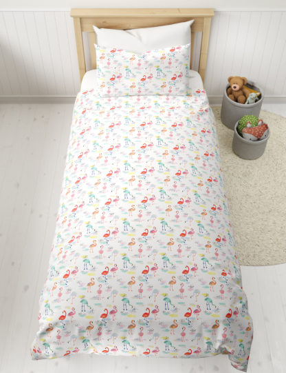 An Image of M&S Cotton Mix Flamingo Bedding Set