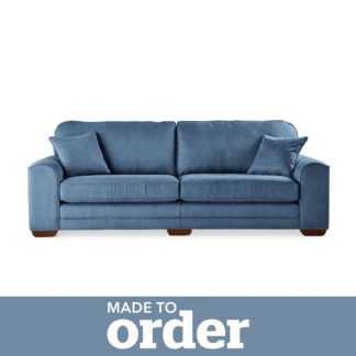 An Image of Morello 4 Seater Sofa Brushed Plain Fabric Blue