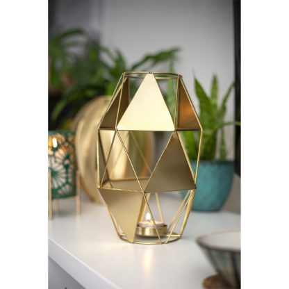 An Image of Gold Art Deco Geometric Garden Lantern