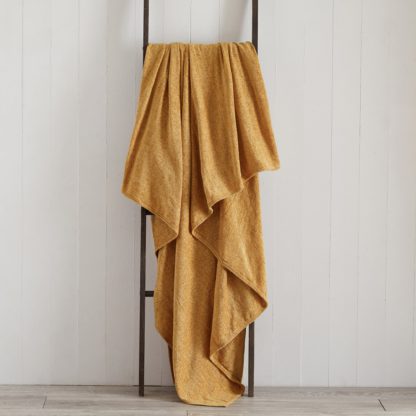 An Image of Chenille Ochre Throw Yellow