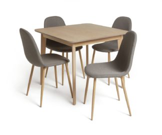 An Image of Habitat Skandi Oak Dining Table and 4 Beni Grey Chairs