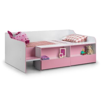 An Image of Stella Pink Low Sleeper Bedstead Pink/White