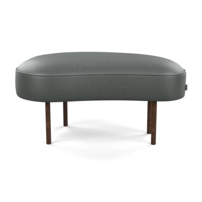 An Image of Heal's Isola Small Ottoman Daino leather Elephant Grey Black Feet