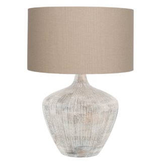 An Image of Linear White Wash Table Lamp, White Wash