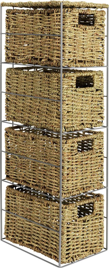 An Image of Argos Home Slimline 4 Drw Seagrass Storage Tower - Natural