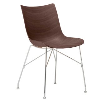 An Image of Kartell Smartwood Dining Chair, Dark Wood