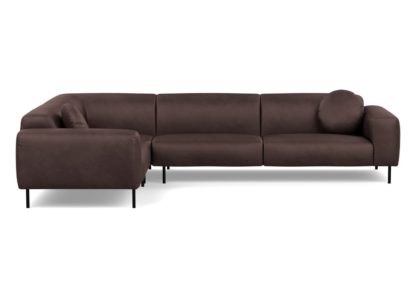 An Image of Heal's Luna Medium Left Hand Facing Corner Sofa Luxury Leather Anthracite