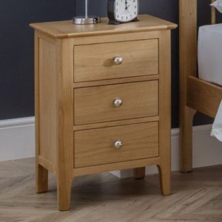 An Image of Cotswold Bedside Cabinet In Oak With 3 Drawers
