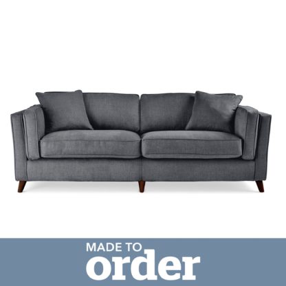 An Image of Arabella 4 Seater Sofa Brushed Plain Fabric Blue