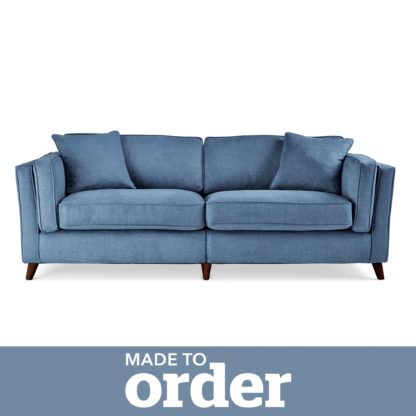 An Image of Arabella 4 Seater Sofa Brushed Plain Fabric Blue